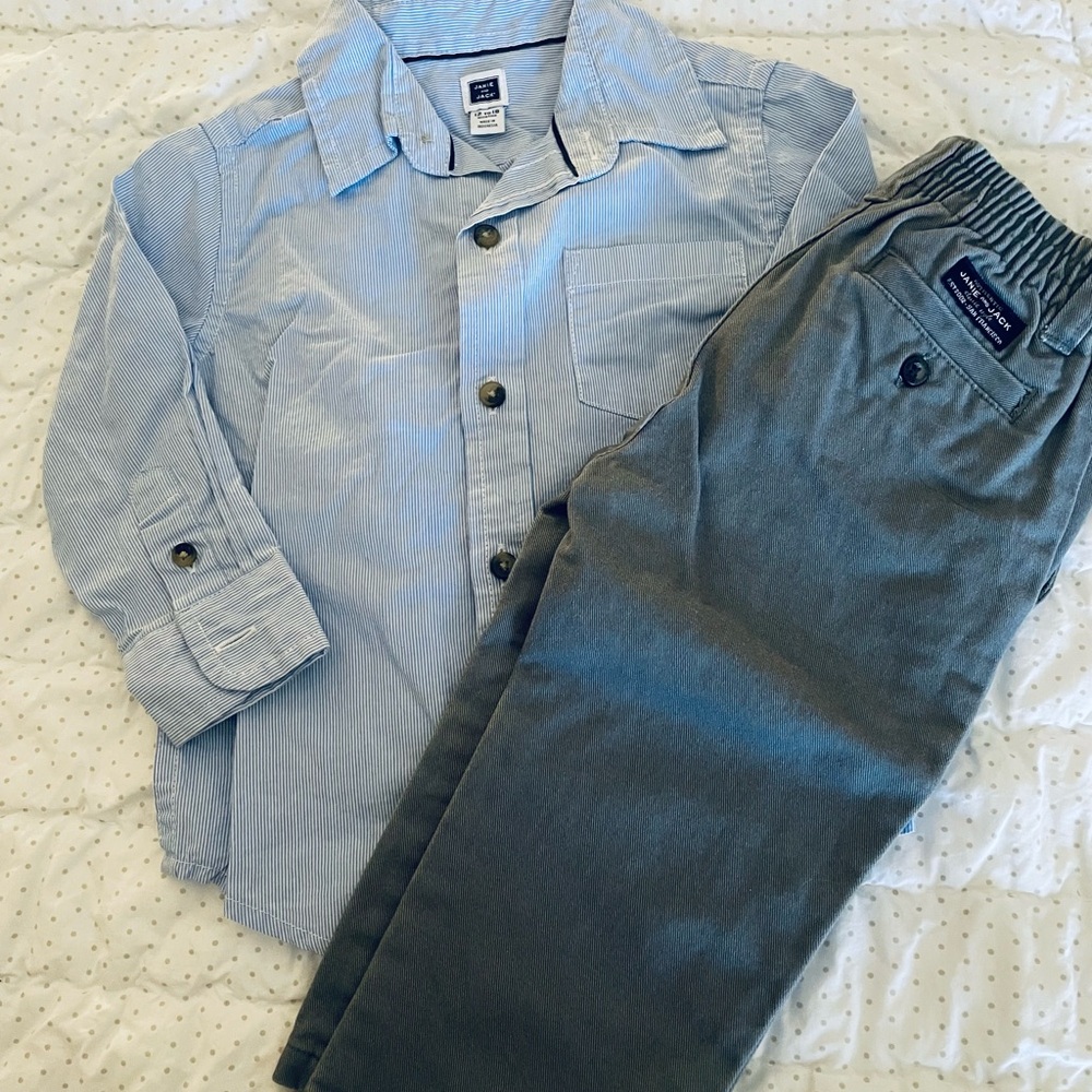 Janie and Jack Boys Dress Pants & Button Down. 12-18 months.